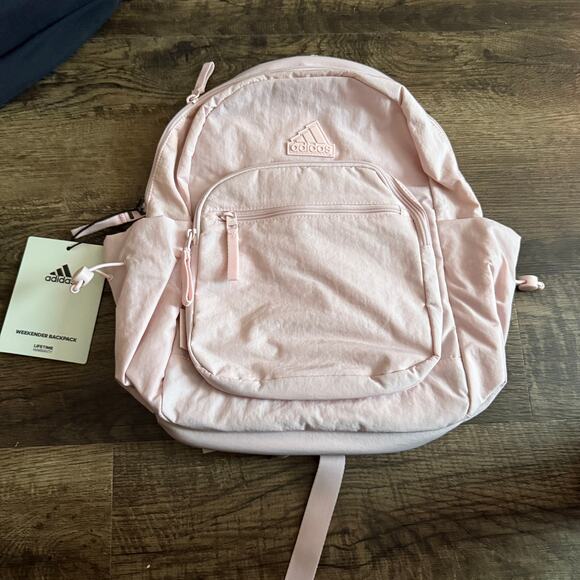 adidas Light Pale Sandy Pink Weekender Lightweight Backpack Laptop Sleeve New - Picture 5 of 9